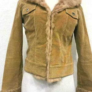 Sheri Bodell Rabbit Fur corduroy Jacket.  Small.